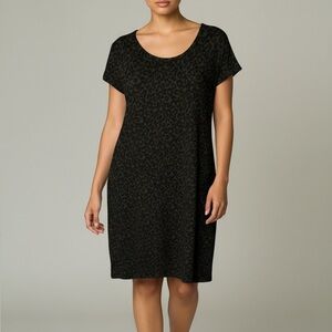 LOFT Charcoal Embrossed Print Dress Size Large